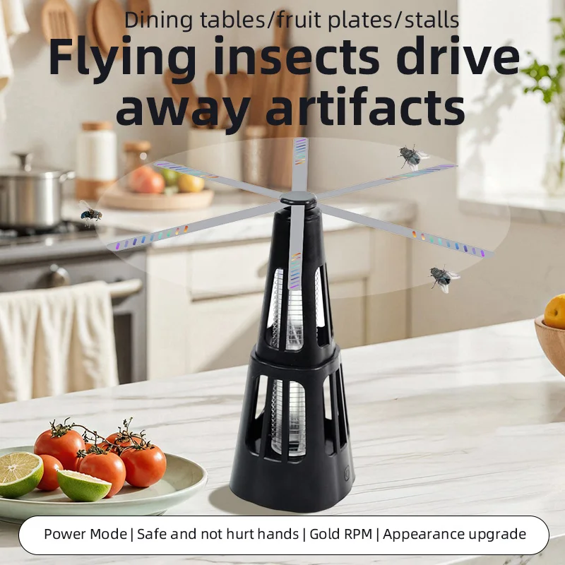 Qualitell 2-in-1 Smart Pest Control Table Fan Portable Outdoor Kitchen Fly Repellent and Bug Killer Lamp Food Protector