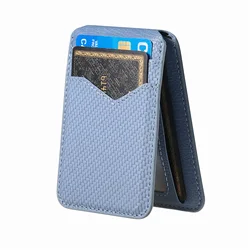 Universal Magnetic Cards Holder Wallet Carbon Fibre Bag For iPhone 16 Pro Max 15 14 13 12 11 Vertical Pocket Kickstand Cover