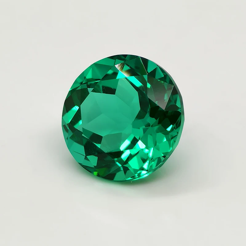 Top Hydrothermal Columbia Lab Grown Emerald Gemstone Round Cut Synthetic Emerald Stone With AGL Certificate for Fine Jewelry