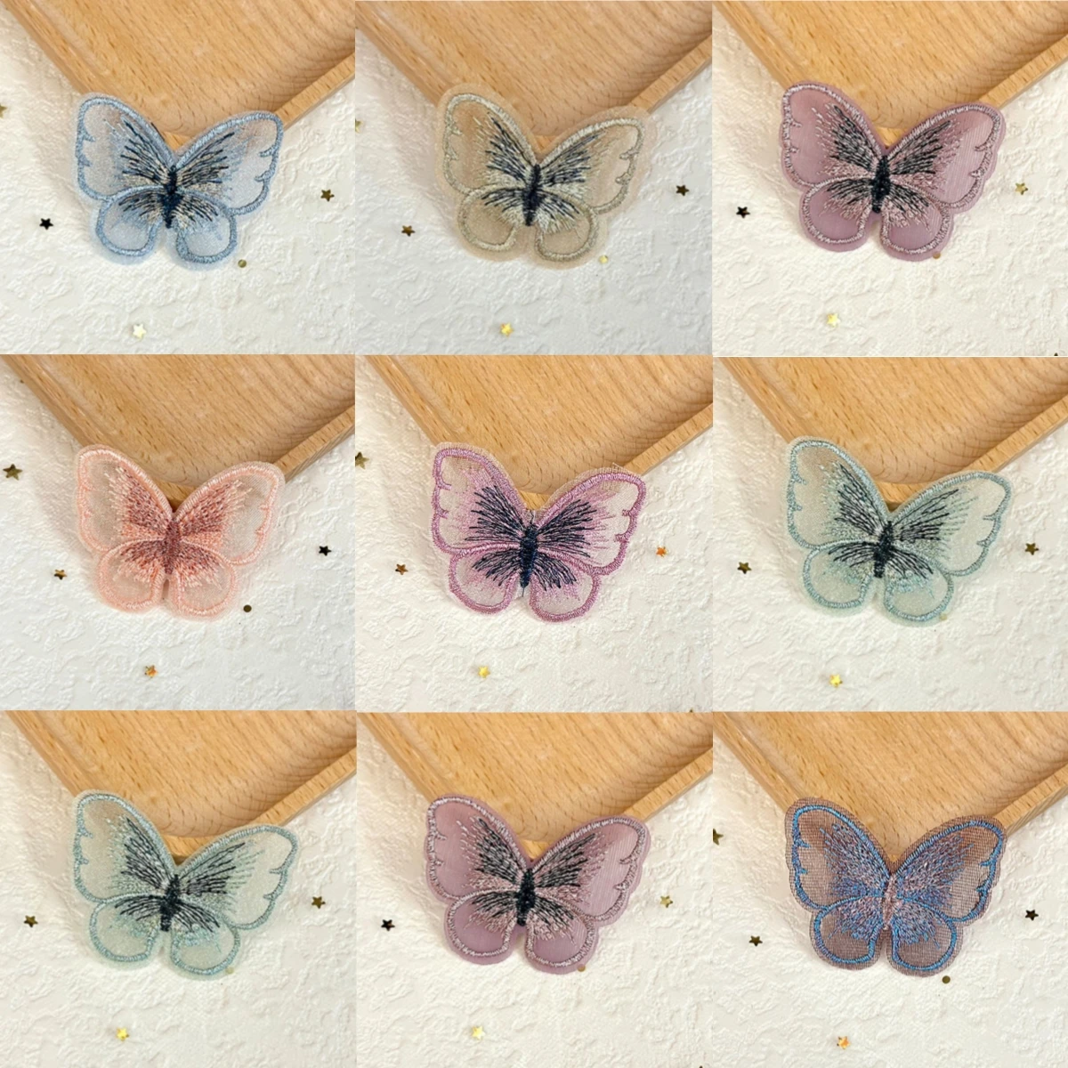 10 Stück/Set Bestickte Netz-Schmetterlings-Aufnäher Mehrfarbige Kleidungsapplikationen für DIY Handarbeiten Handbekleidungs-Deko Nähzubehör – Detail 2