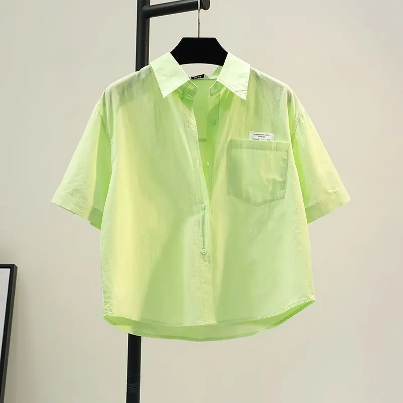 

Comfortable Pure Cotton ort Sve Women's irt Summer New Korean Loose Casual Single ket ort Model Top for Ladies