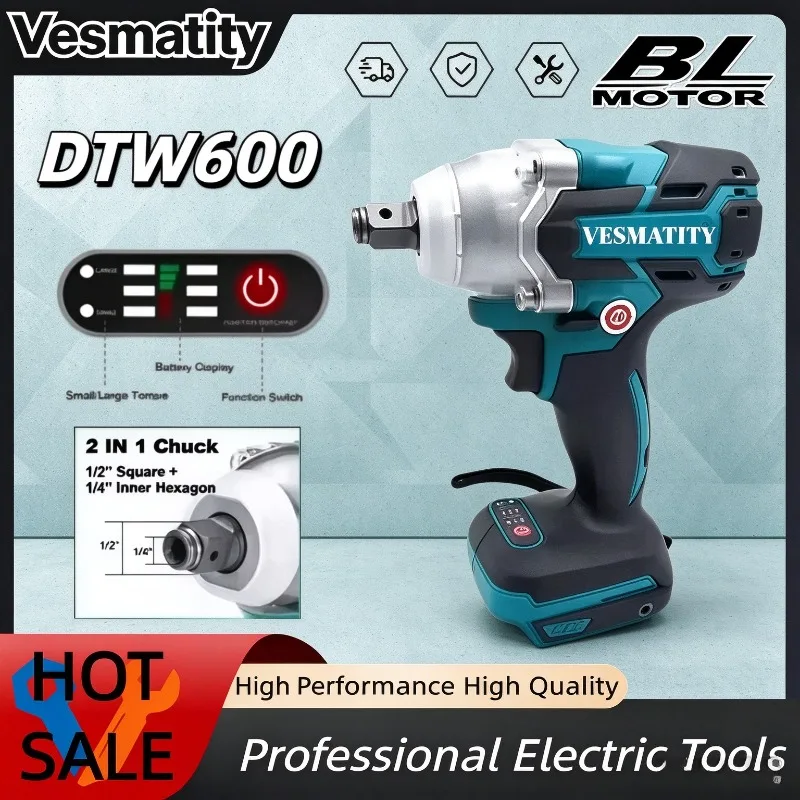 Brushless Electric Wrench Impact DTW600 High Torque Rechargeable Tool Wrench Cordless Auto Repair Power Tools For Makita Battery
