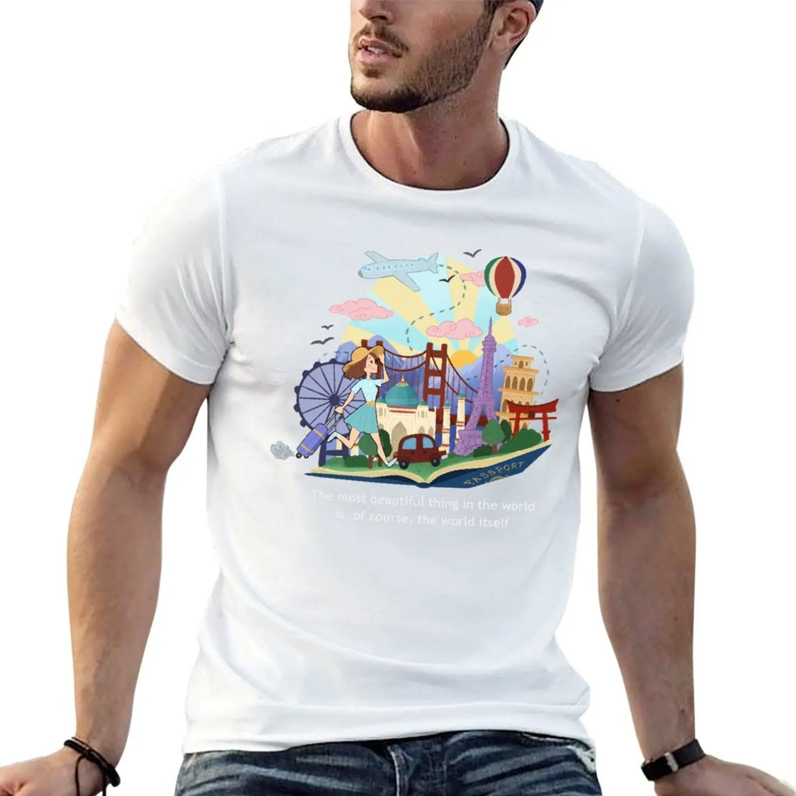 

Traveling the World T-Shirt anime t shirts oversize man t shirts cotton T-Shirt