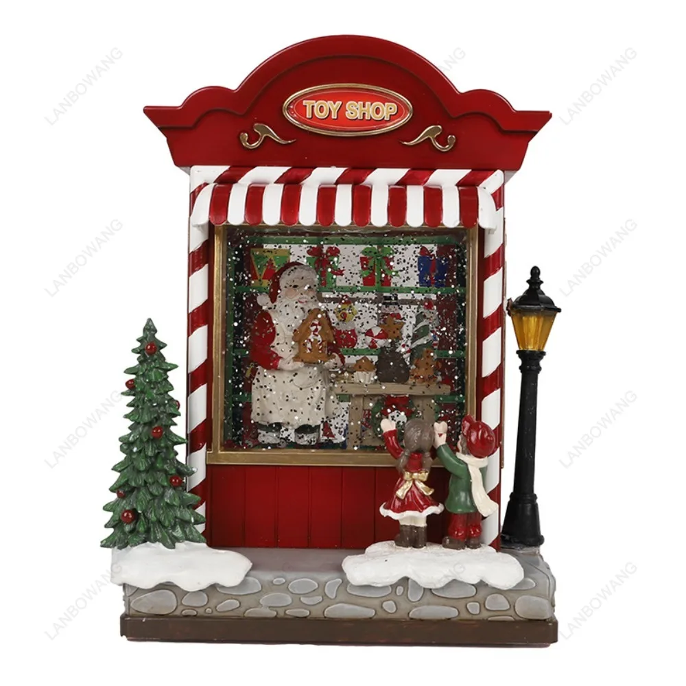 Christmas Automatic Snow Globe Wind Lamp Music Box, Snowfall Scene Ornament, Holiday Gift for Kids & Lover