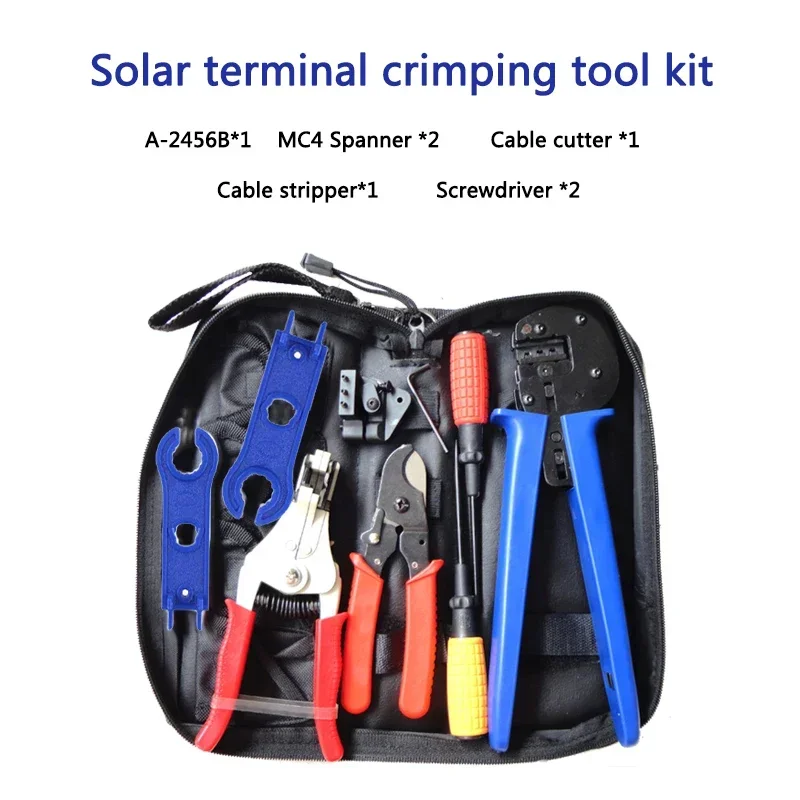 

NEW Solar Crimping Tool Kit for Connector Solar Panel PV Cable 2.5 4 6mm2 Stripper Cutter Set a2546b