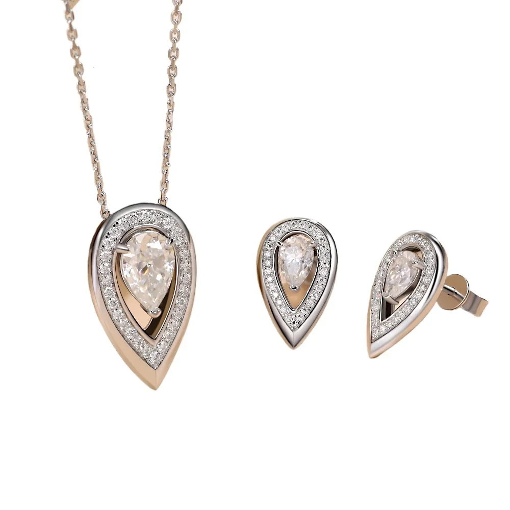 

IsRainy Pass Diamond Test D Color Pear Cut Moissanite Pendant Necklaces For Women 925 Sterling Silver Anniversary Fine Jewelry