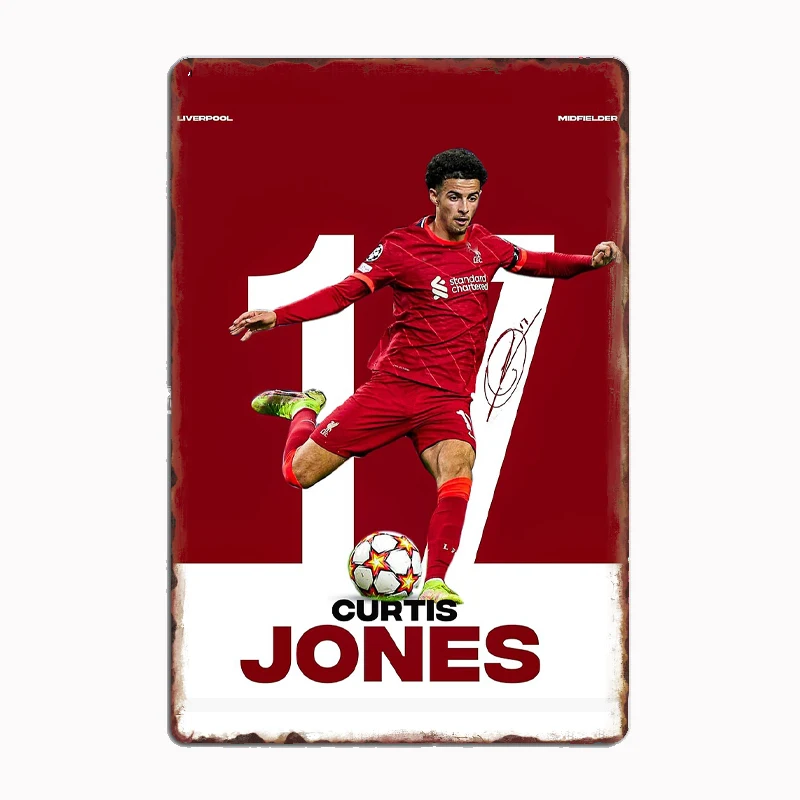 Curtis Jones Minimalist Football Player Retro Metal Poster Sign Club Mural Wall Art Plaque Tin Sign Room Decoration Home Decor