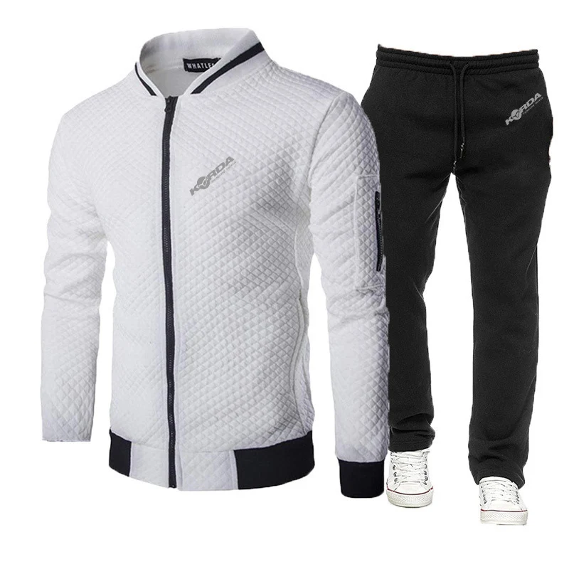 

2024, весенне-осенние мужские простые стильные тонкие комплекты, вдохновленные логотипом Korda, хит продаж, повседневные толстовки с капюшоном + длинные брючные костюмы