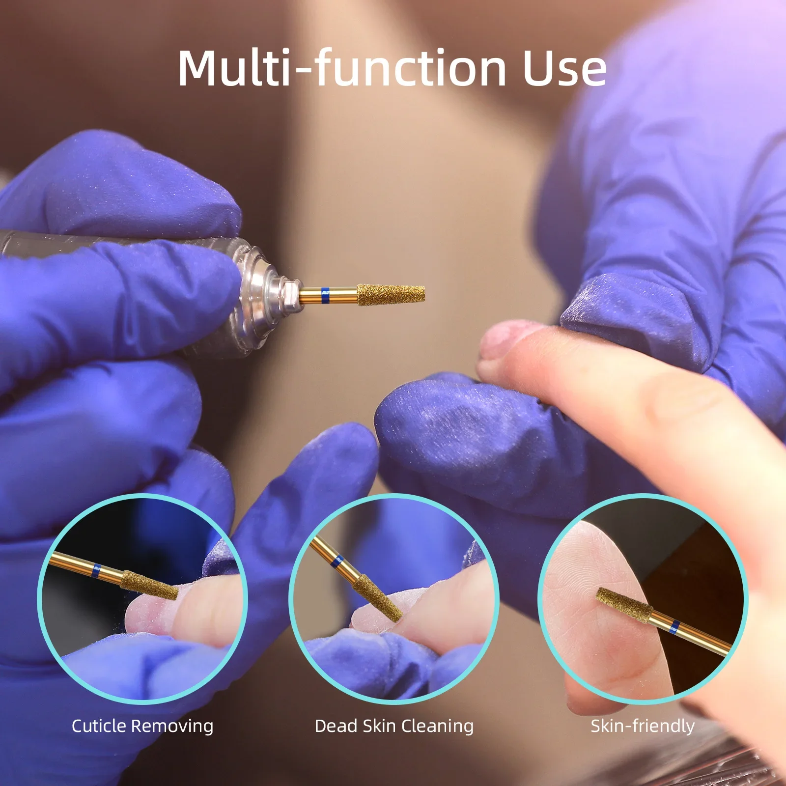 HYTOOS Broca para uñas para limpieza de cutículas cónicas de 3 mm, Brocas para uñas de diamante ruso de titanio, Accesorios para limpiador de uñas para piel muerta
