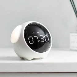 Cute Expression Alarm Clock Snooze Child Kids Digital Alarm Clocks Voice Control Intelligence LED Night Light for Bedroom