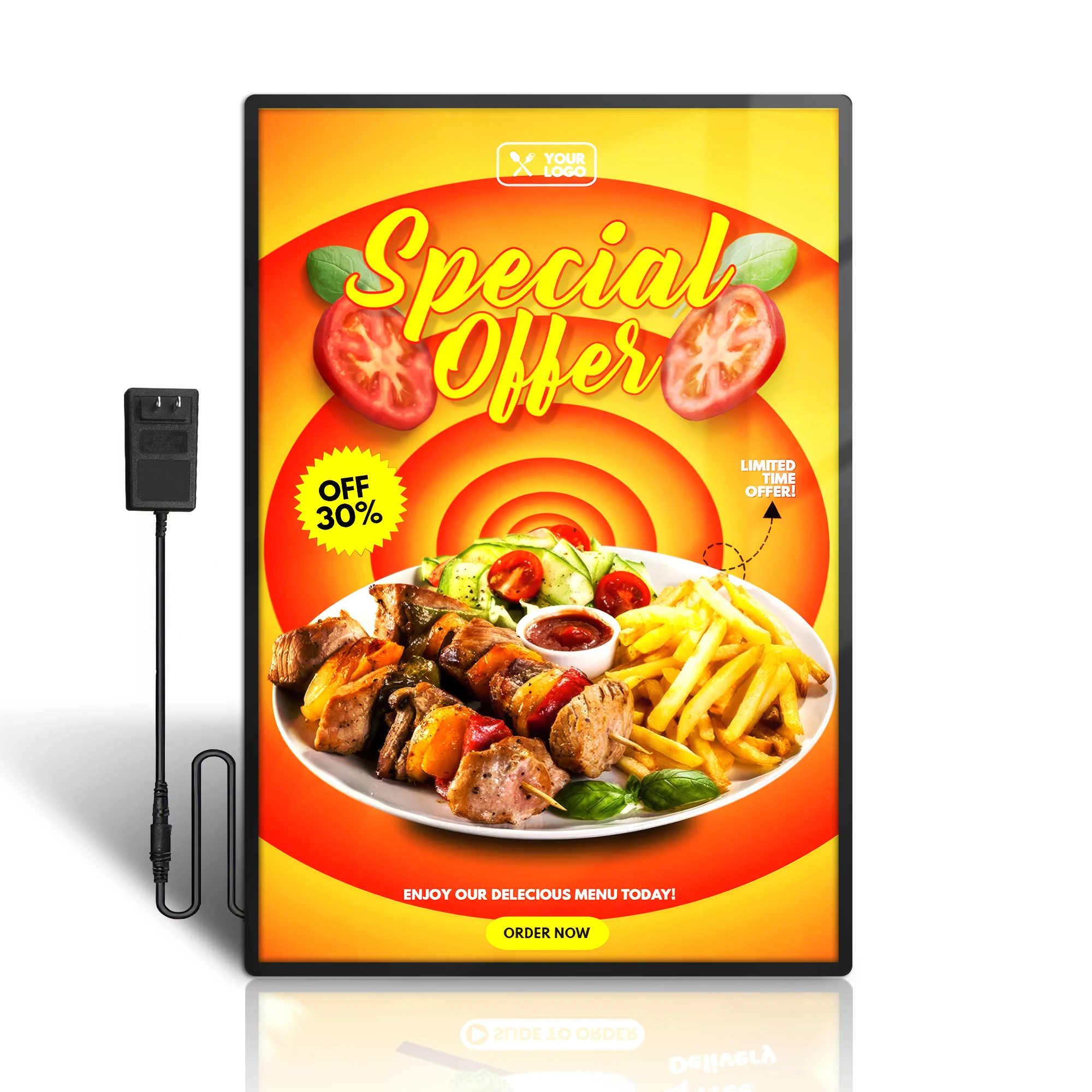 

A1 A2 Factory Direct Selling LED Ultra-Thin Aluminum Frame Metal Advertising Light Box Restaurant Glass Menu Display Lightbox