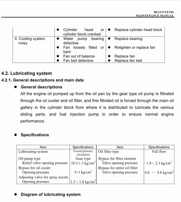 Daios Doosan Diesel Engines Service and Maintenance Manual, PDF