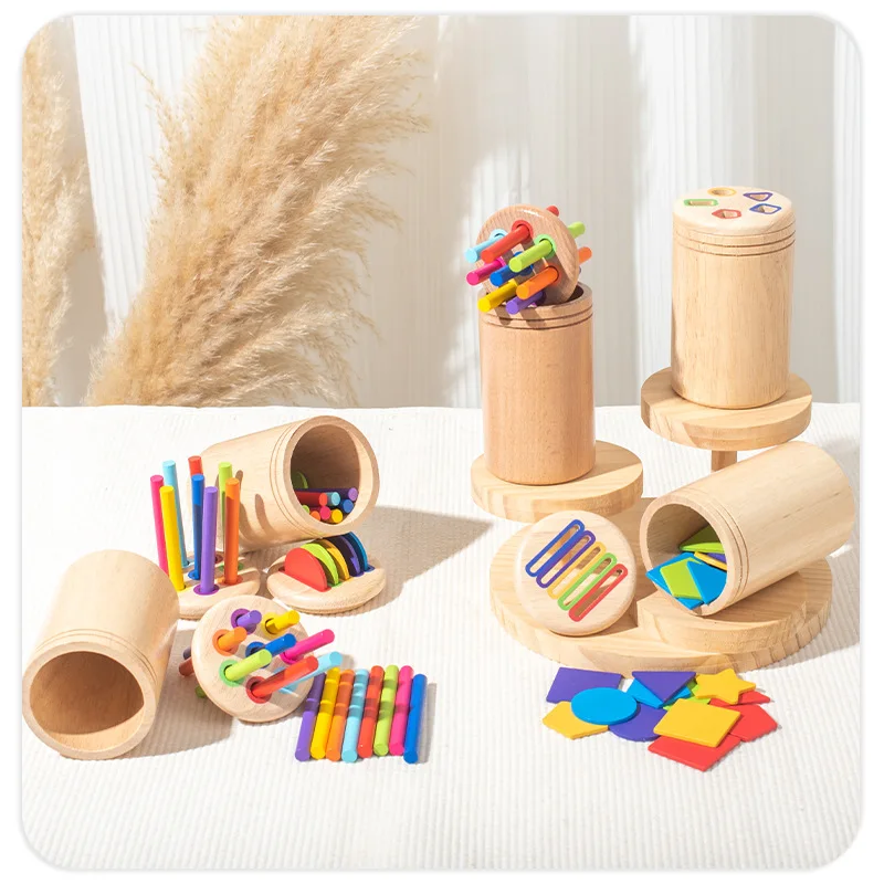 Jouets Montessori en bois pour enfants, Tube de bâton en bois, Classification des couleurs, formation, jouet Puzzle Montessori