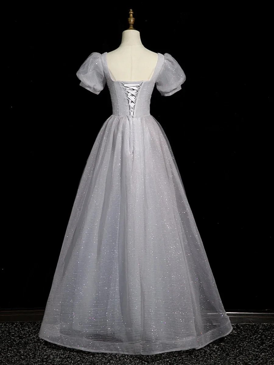 Vestido de noche de gama alta para mujer, vestido de fiesta de graduación, luz de lujo, nicho francés, Coro de gama alta, actuación gris