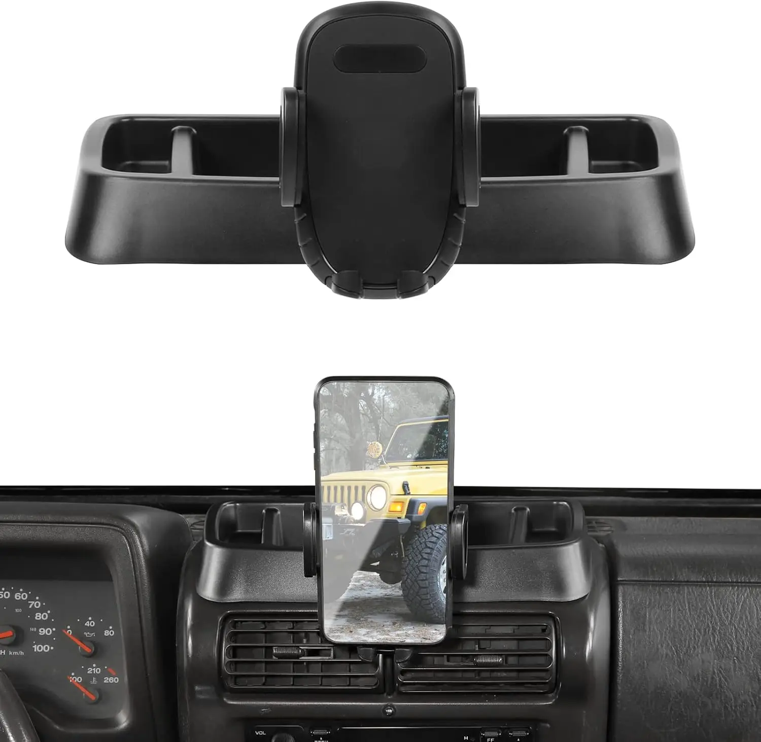 

Держатель для телефона TJ, обновленное крепление для мобильного телефона с лотком для хранения, внутренние аксессуары, совместимые с TJ 1997-2006 гг.