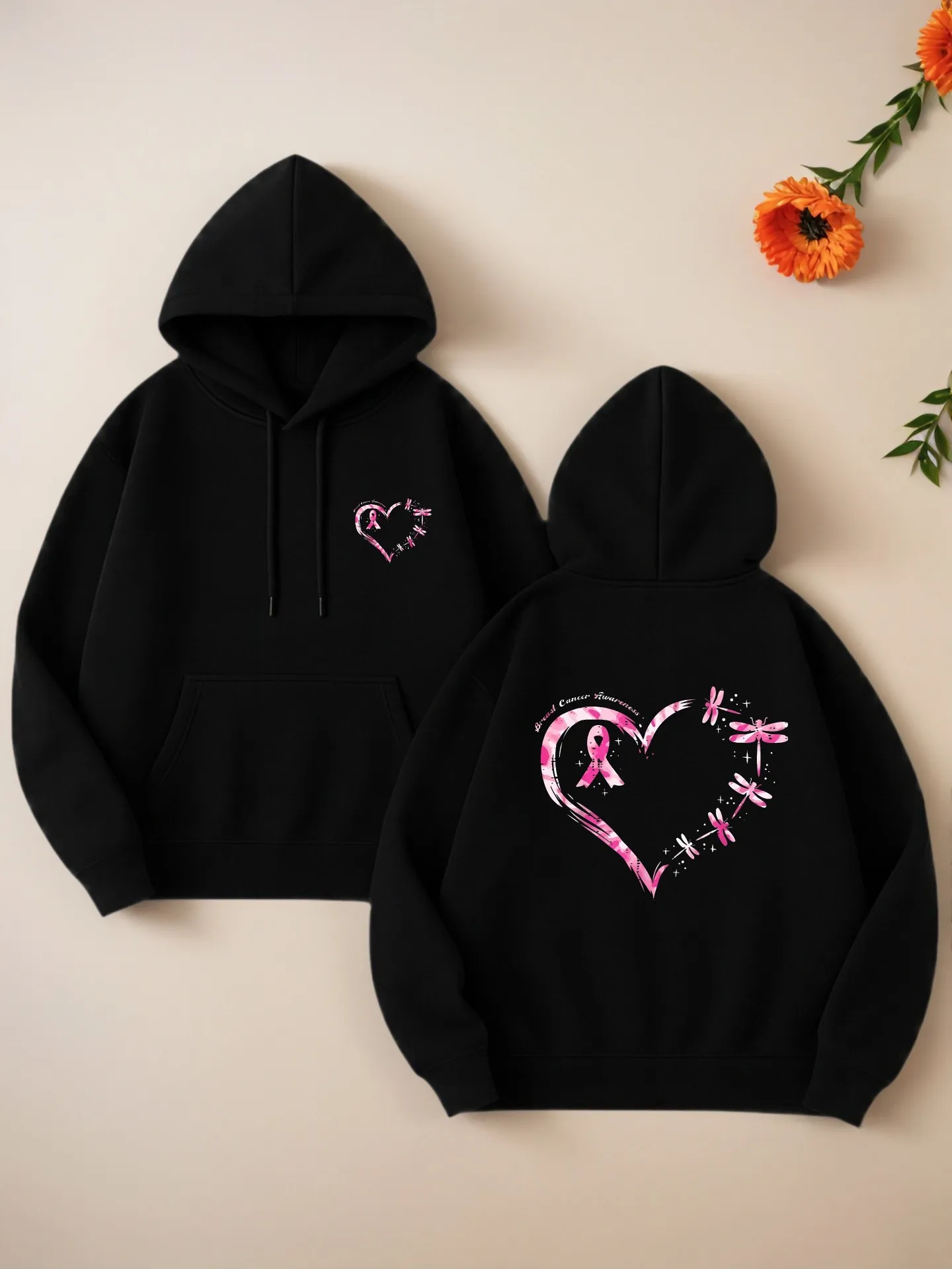 

Heart Print Graphic Hoodie Women, Casual Aesthetic Design, Soft Fabric, Casual Everyday Wear for Young Women