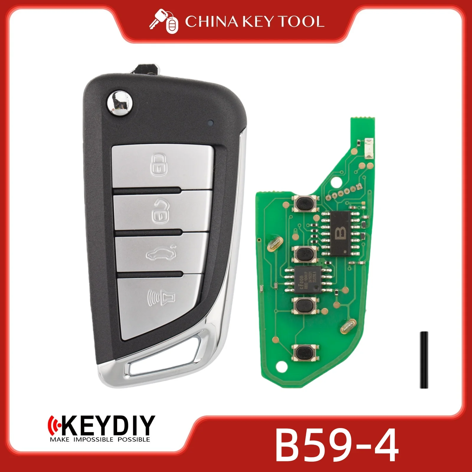 

KEYDIY KD B59-4 B Series Universal Flip Remote Key 4 Buttons Compatible Type Replacement Solution