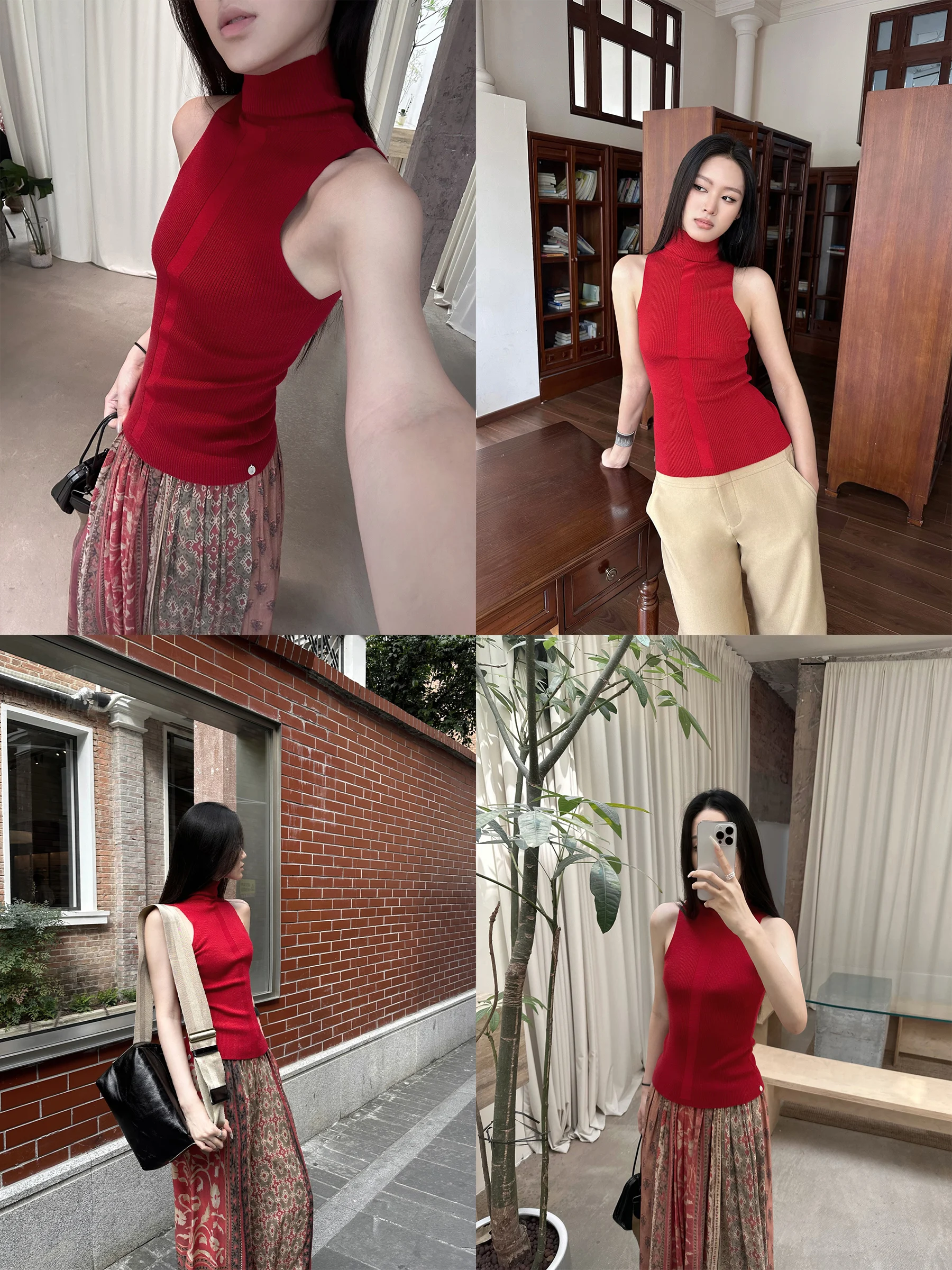 

5werkwen Vintage Aesthetic High Ne Wool Blend Knitted Tank Top Versatile Basic Sle Commute Faion Polyester Blend