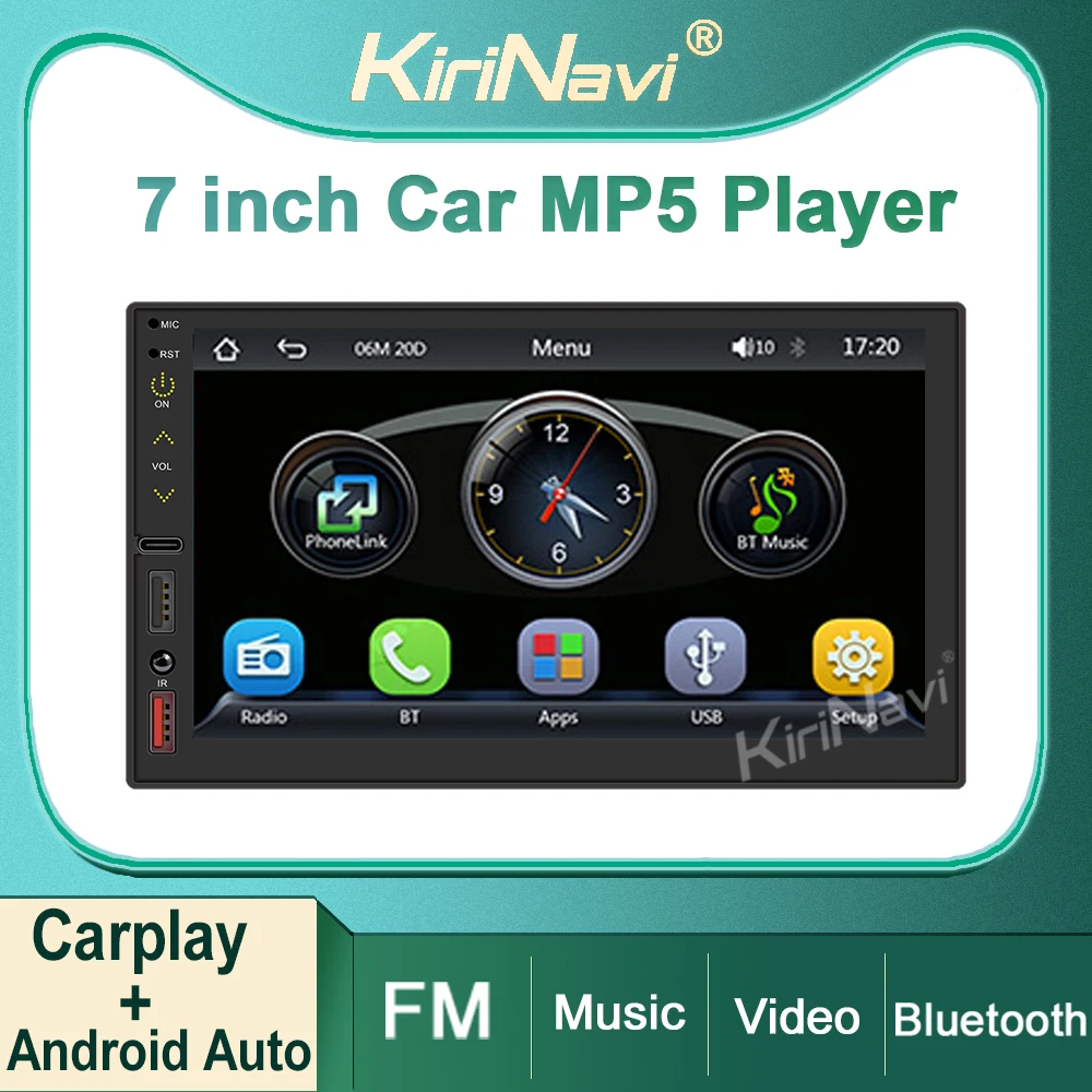 

Kirinavi 7 Inch Auto Audio FM USB Multimedia GPS Navigation Car Radio 1Din FM MP5 Stereo Player Bluetooth 5.1 Music HD Video