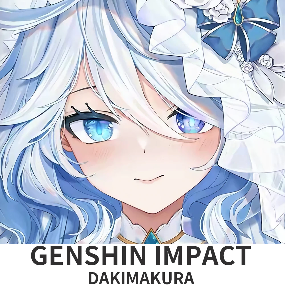Dakimakura Genshin Impact Furina de Fontaine Anime Cartoon Figure Printed Pillowcase For Living Room Bedroom