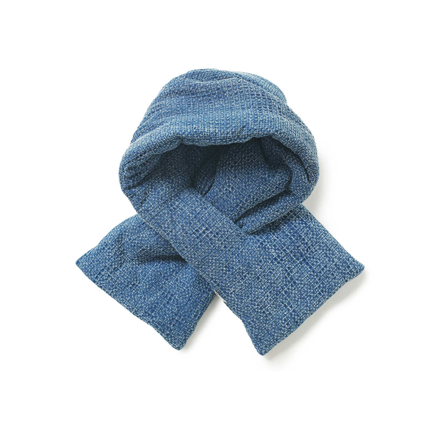 Japanese Retro Blue Dye Washed Vintage Style Winter Scarf Pure Cotton Indigo Tartan Scarf for Men and Women