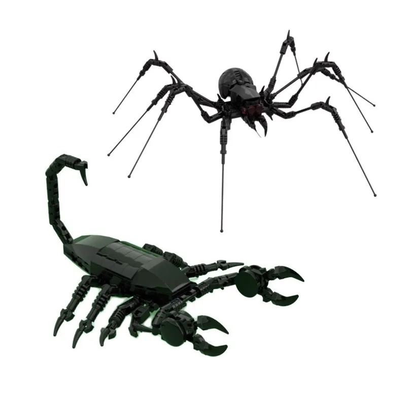 Building blocks, black scorpions, spiders, insect, animal, terrifying creatures, deformed figurines and toys