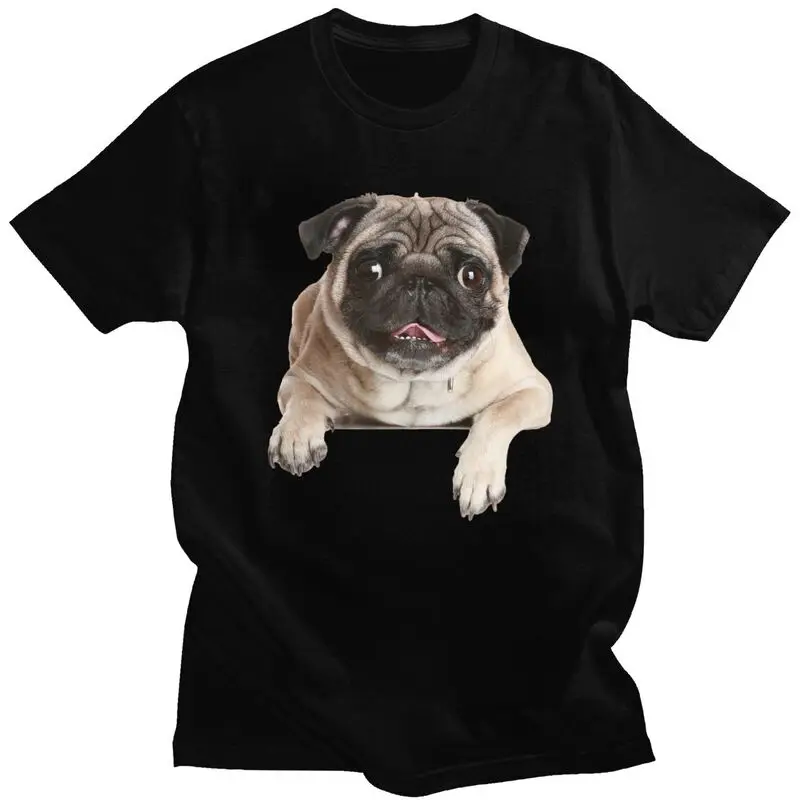 

Custom Trendy Lovely Pug Dog T Shirt Men Short Sleeves Pure Cotton T-shirt Casual Tees Streetwear Tshirts