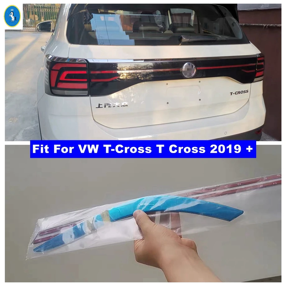 Tail Cover Rear Trunk Door Lid Molding Trim For VW T-Cross T Cross 2019 - 2022 Rear Lights Lamps Eyelid Eyebrow Stripes Cover