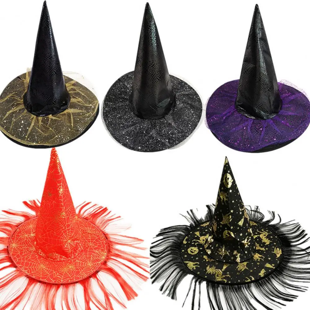 Stylish Witch Headgear Funny Halloween Decoration Cozy Wear Halloween Witch Hat Men Women Headgear