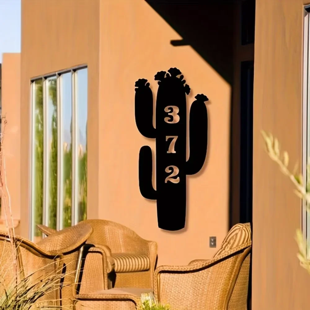 

1pc,Handmade Metal Cactus Address Sign. Custom House Numbers. Sturdy Outdoor Gift for Nature Lovers.