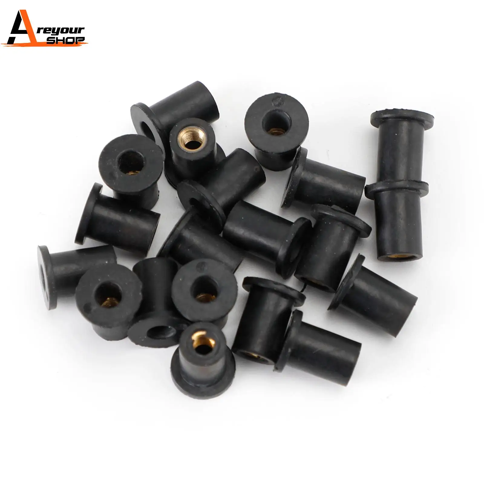 Areyourshop M4 Rubber Well Nuts Wellnuts for Fairing & Screen Fixing Pack of 20 - 8mm Hole Motor Accessories