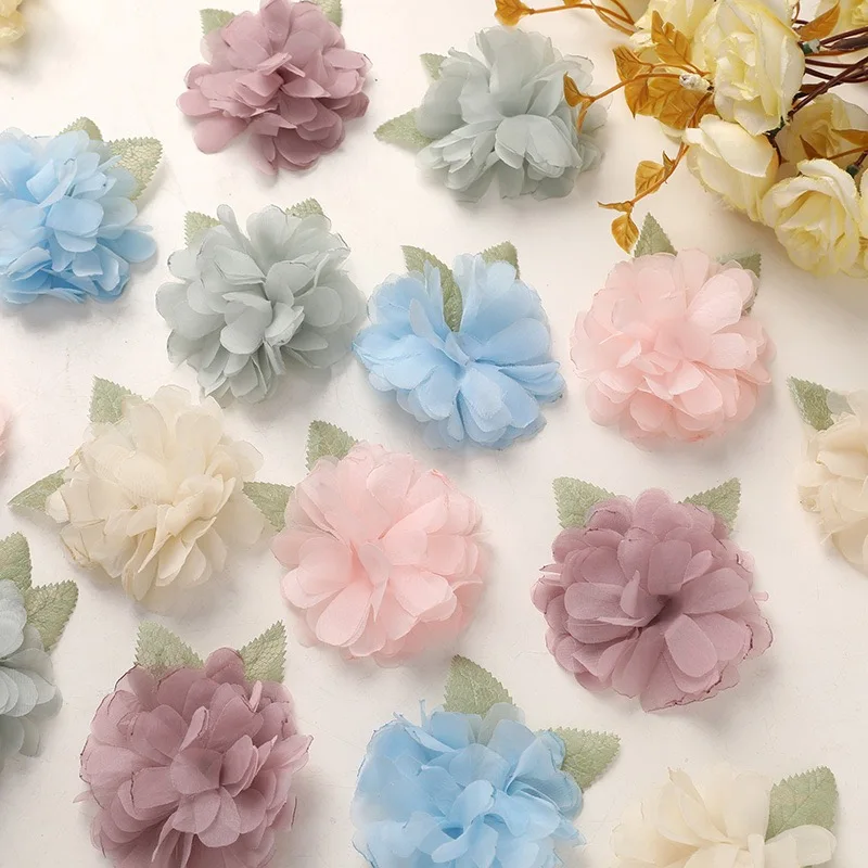 Fabric Flowers Chiffon Flower Patch Applique Embellishments 20pcs DIY Wedding Wreath Scrapbook diy Jewelry Making Accessories