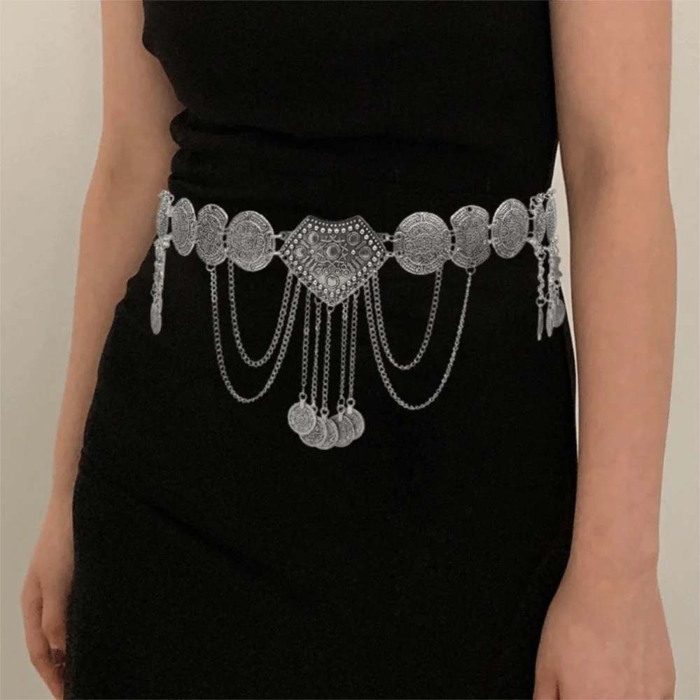 

Fashion Pendant Tassel Belly Chain Adjustable Bohemian Style Ethnic Style Belt Long Handmade Body Chain Dress Ornament