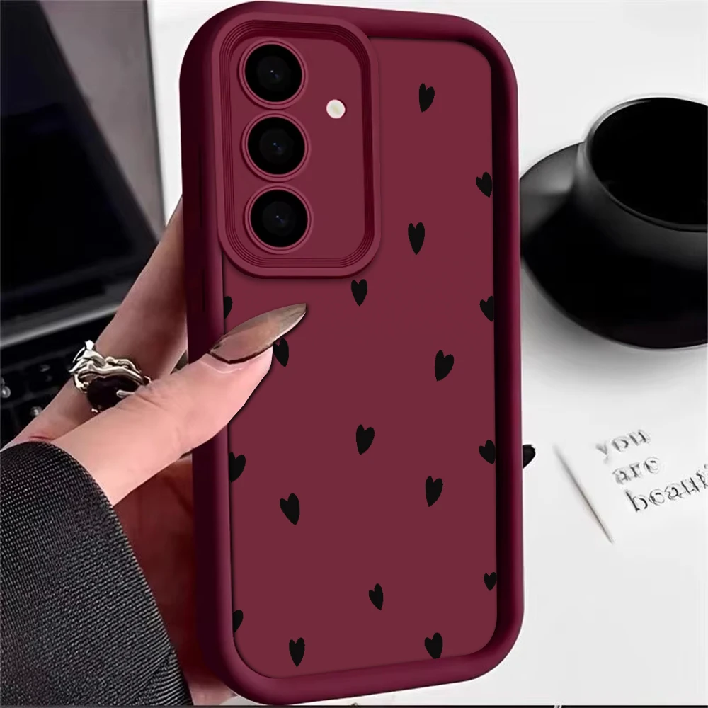 Schwarze Liebesherz-weiche Handyhülle für Samsung Galaxy S25 FE S22 S21 S23 S20 S24 Ultra FE A35 15 A25 A55 Note 20 Plus 5G Cover – Detail 12