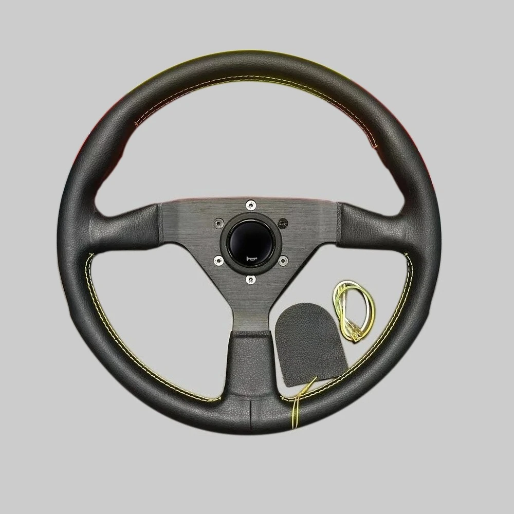 350mm MonteCarlo Leather Steering Wheel for MOMO NRG HKB OMP SPARCO hubs view 4