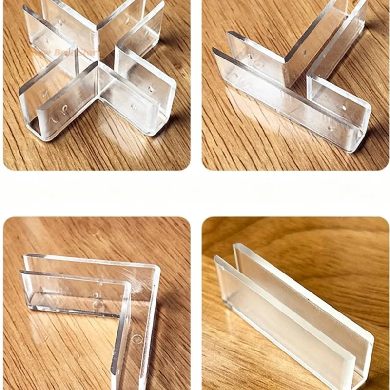 10pcs Acrylic Fixed Snap Plastic Glass Clip Transparent Fish Tank Corner Guard Slot Furniture Shelves Fixed Splicing Bracket