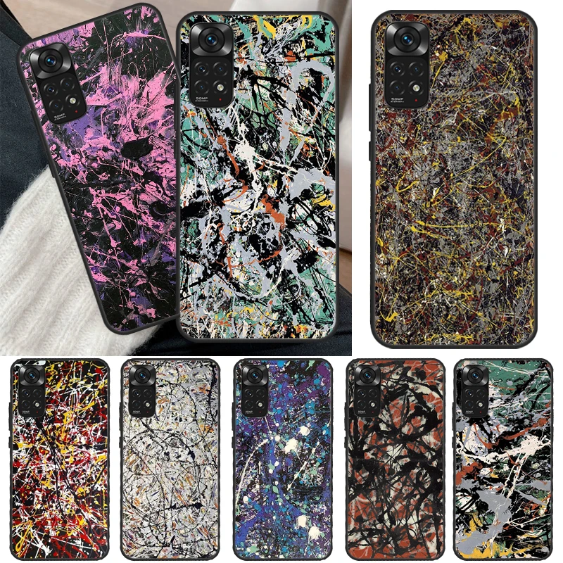 Jackson Pollock Free Form painting Case For Xiaomi Redmi Note 11 Pro 8 9 11S 10S 9S Note 10 Pro Cover For Redmi 10 10C 9A 9C