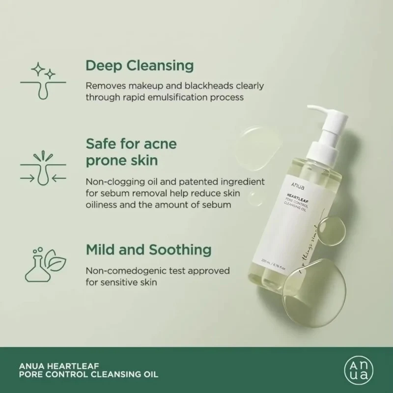 ANUA Heartleaf Pore Control Reinigingsolie Reinigingsmelk Make-up verwijderen Mee-eter verwijderen Vloeistof Zacht en niet irriterend 200 ml