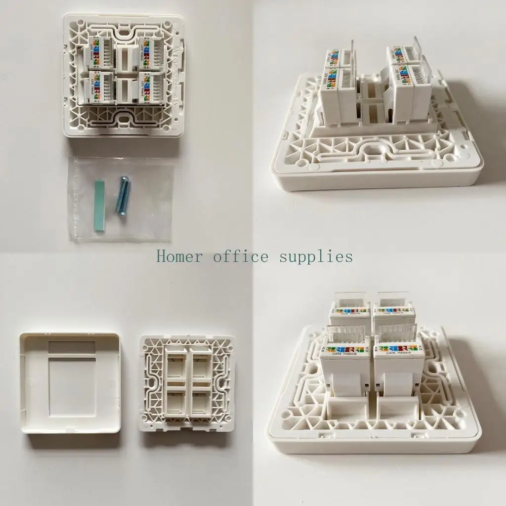 

K43B 4 Ports UTP CAT6 Module RJ45 Connector Information Socket Computer Coupler Cable Adapter Ethernet Tool-Free