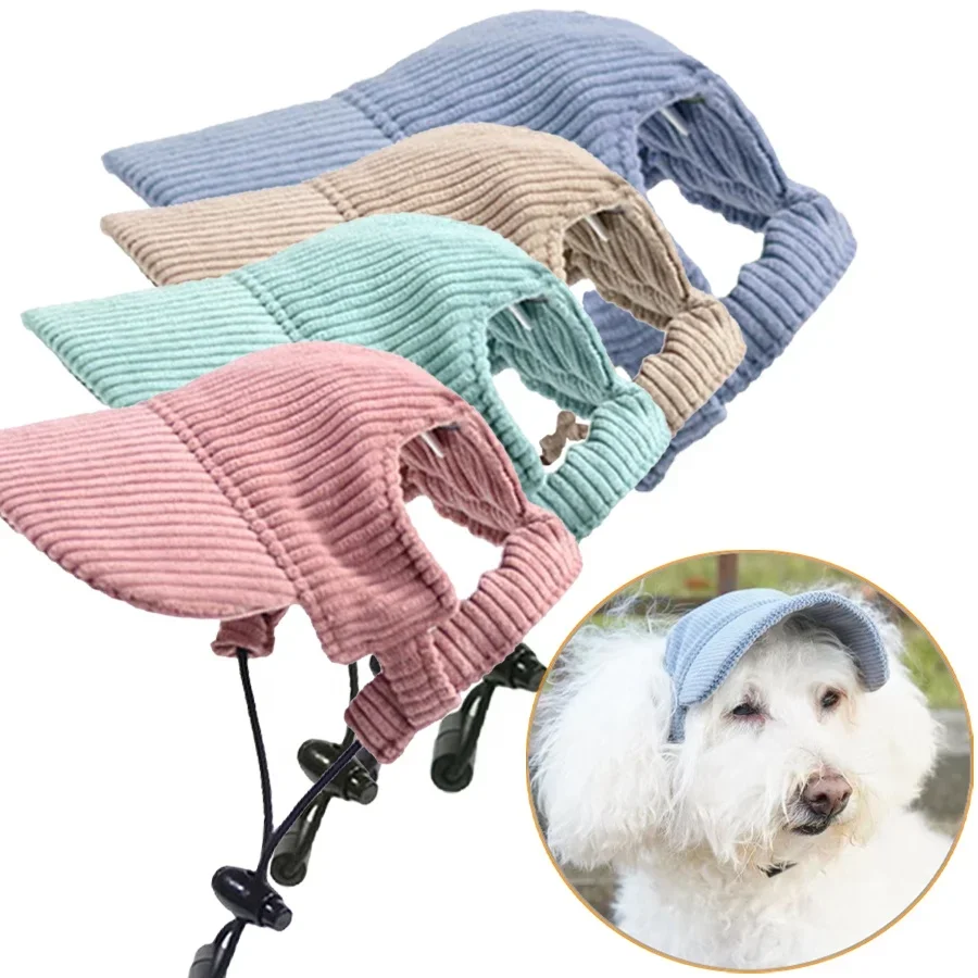 

Outdoor Baseball Visor Summer Cute Dog Visor Sun Protection Bucket Hat Puppy Corduroy Dog Travel Hat With Ear Hole Dog Cat