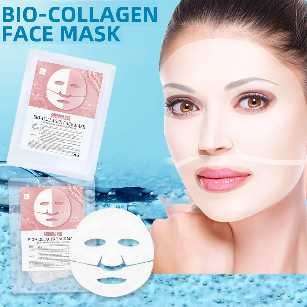 1PC Absorbable Bio-Collagen Face Mask Anti Aging Firming Lift Soluble Split Facial Mask Brightening Moisturizing Skin Care