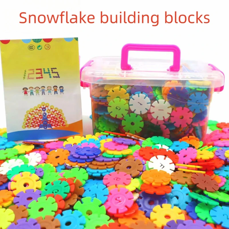 50/120/200pcs Early Education Insert Bag Snowflake Buliding Block Set Baby Puzzle Plastic Assembling Buliding Blocks Toys DDJ