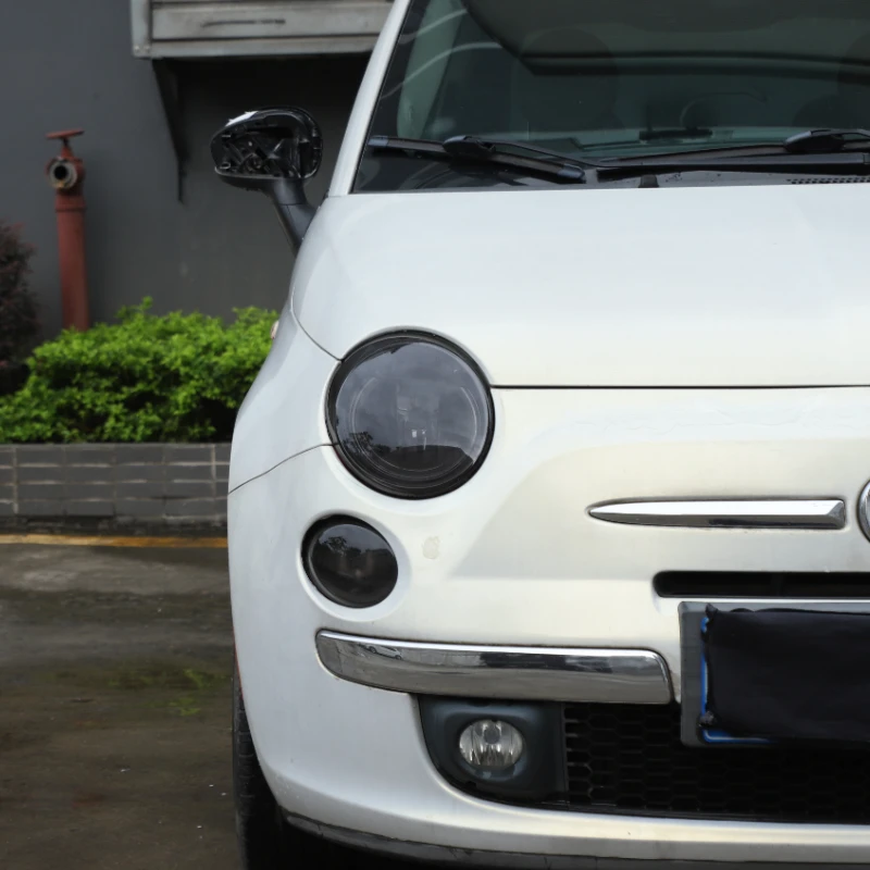 

Suetlcoity For Fiat 500 2007-2015 TPU Black Car Front rear Headlights Decorative Film Sticker Car Accessories