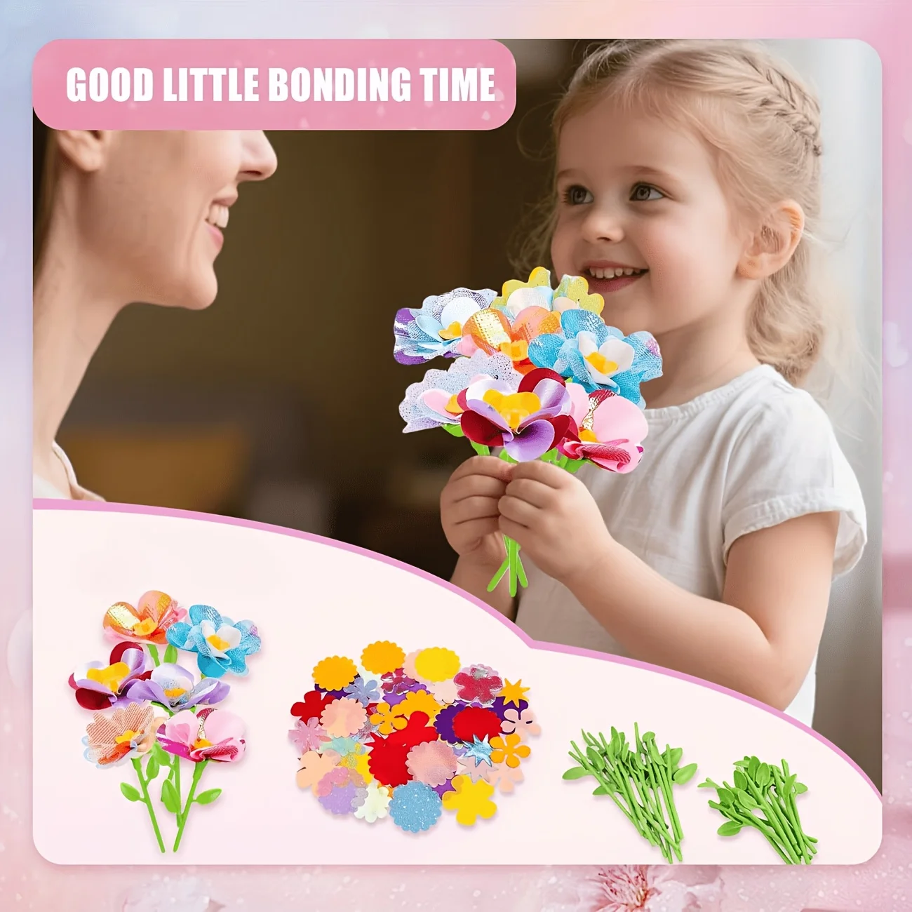 Kids Flower Craft Kit with Press Machine Art Craft Toys for Children Gift