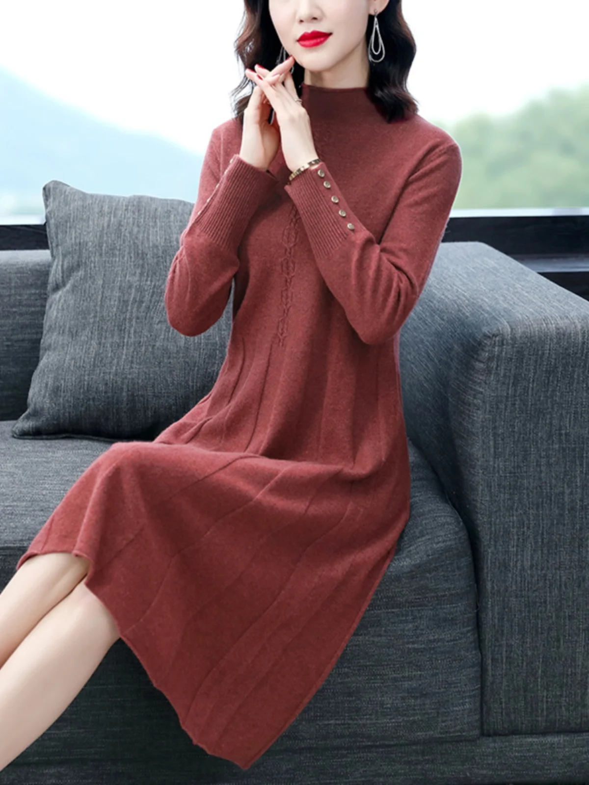 المرأة الصوفية محبوك الدكتور سليم صالح عالية طوق طويل الإفراط في الركبة سترة الدكتور ملابس داخلية محبوك عالية طوق تخفيف Sle