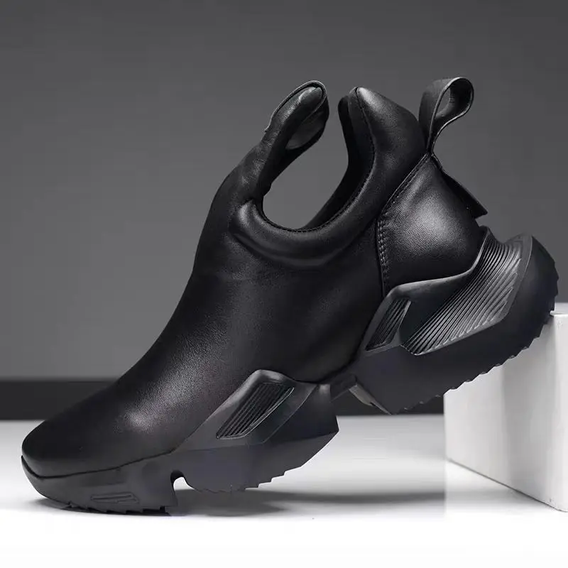 New Autumn Thickened Snow Boots for Men Non-slip Waterproof Winter Shoes Trendy Cotton Shoes Height-increasing Botas Masculinas