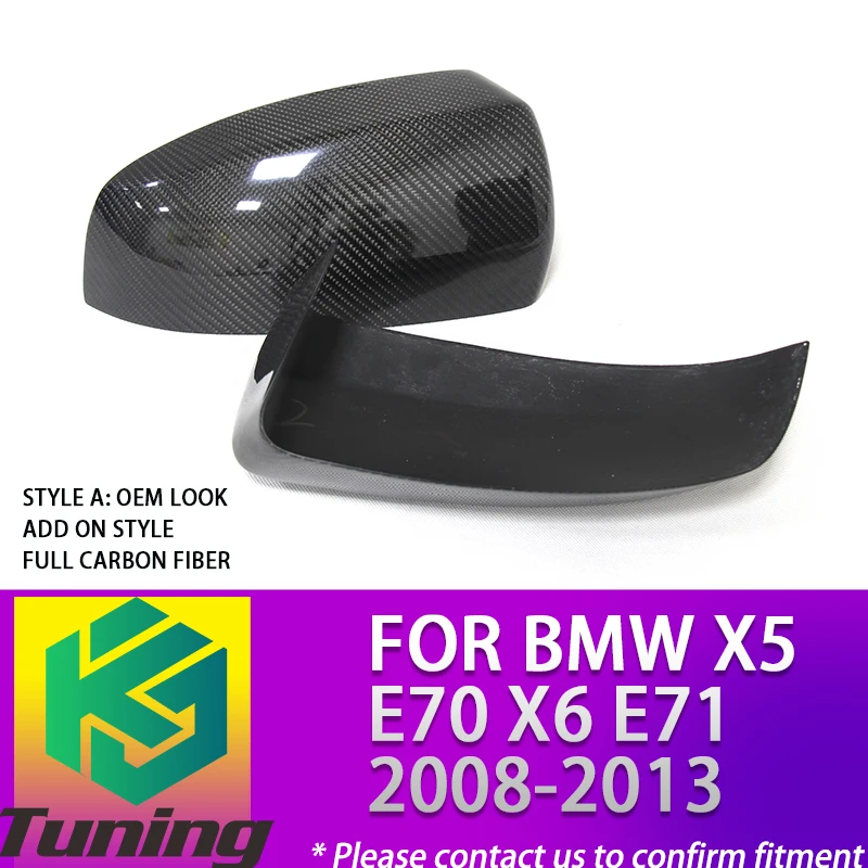 Add on/ Replacement Style Carbon Fiber Rearview Side Door Mirror Cover For BMW X5 E70 X6 E71 2008 2009 2010 2011 2012 2013