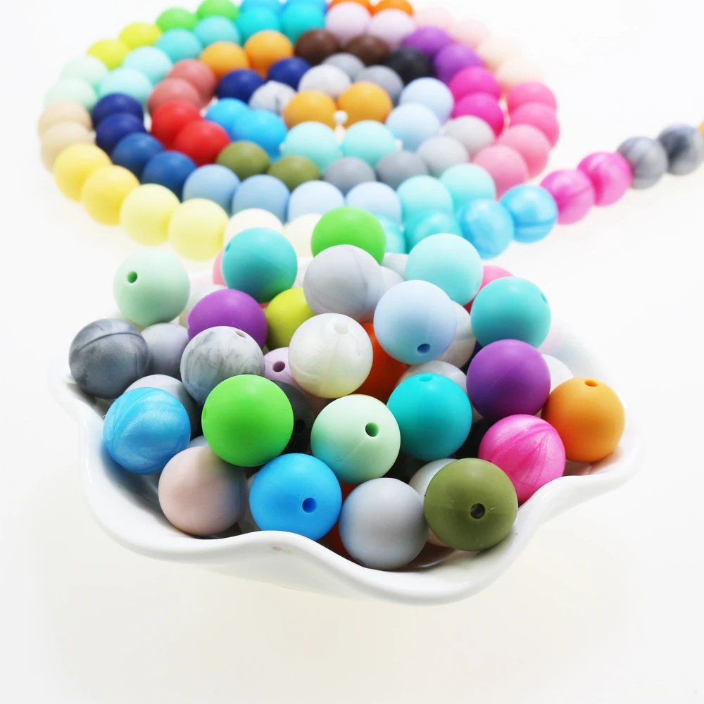 New 10mm 12mm 15mm Bulk Lot of 100 Pcs Silicone Round Bead Loose highest quality BPA free craft supplies Wholesale Bulk Discount