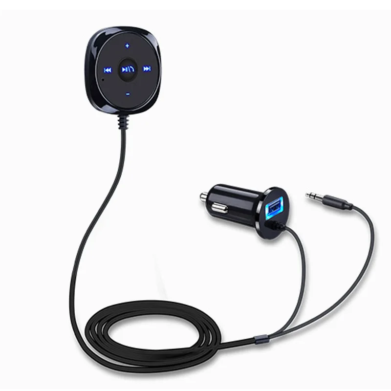 

Bluetooth Handsfree Car Kit MP3 3.5mm AUX Audio Music Receiver Adapter USB Charger 12-24V