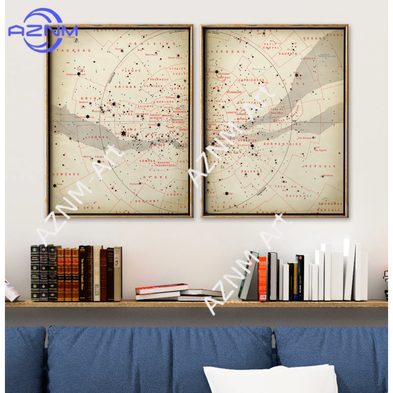 1/2Pcs Star Map Print Set: Vintage Astronomy Celestial Art